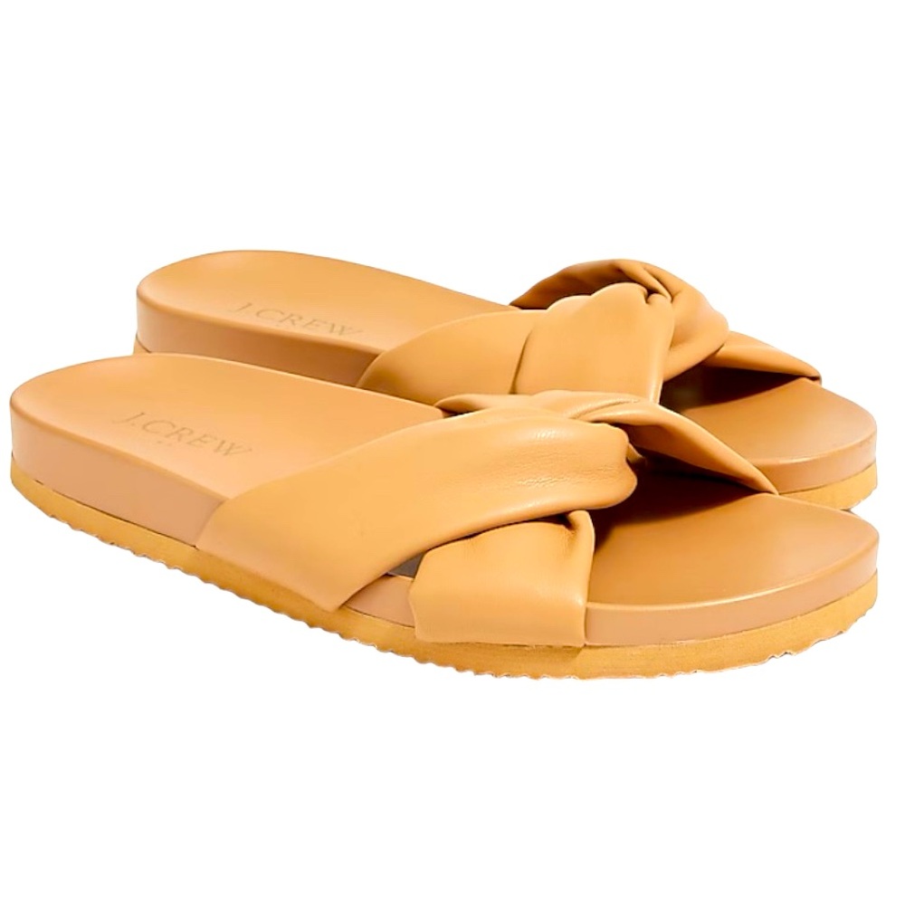 J.Crew Light Caramel Size 8 NWT Cross Strap Slides